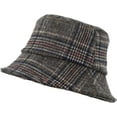 thumbnail image 5 of CoCopeaunts Bucket Hats for Men Winter Warm Vintage Plaid Fisherman Hats Flat Unisex Lattice Wool Basin Hat Soft Foldable, 5 of 8