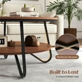 thumbnail image 5 of Costway 2-Tier Round Coffee Table with Wood Grain Finish & Heavy-duty Metal Frame, 5 of 10