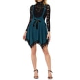 thumbnail image 2 of INSPIRE CHIC Women's Lace Hem Overalls Pinafore Dress Suspenders Skirt Lake Blue S, 2 of 5