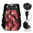 thumbnail image 4 of Travel Shoulder Computer Backpack 18 X 13.4 X 8.3in With Usb Cable And Music Jack Multi-Space Pocket Realistic Forests Camouflage Pattern Conifer Maroon_4, 4 of 7