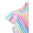 thumbnail image 4 of Xingqing Robe d'Été pour Bébé Fille Manches Volantes Motif Arc-en-Ciel Imprimé Ample Style Doux, 4 of 6