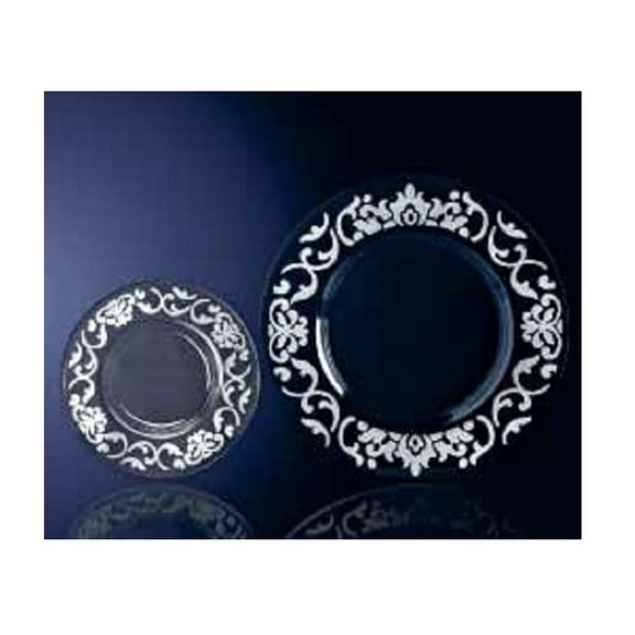Egizia Crystal Plate with Silver Decoration Fontainebleau