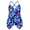 Blue&pink Floral, variant on Mycoco Women's Front Tie Swim Top Cross Back Tankini Top Flowy Swimsuit Tops