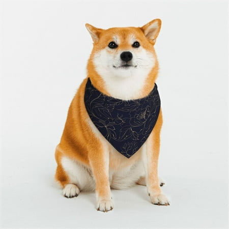 Rateoe Copper-Gold Gloss Outline Peony Print Pet Scarf for Dogs and Cats – Stylish Reflective Design Breathable & Durable Pet Bandana with Quick-Release Buckle-Small