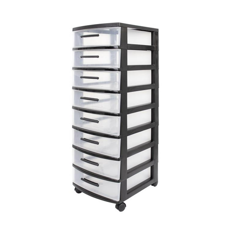 White/Gray Plastic 8-Drawer Storage Cart