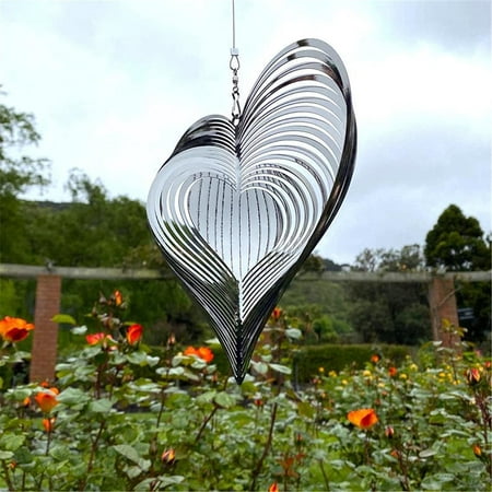 Wind Spinner Beating Heart Chimes Stainless Steel Metal Catcher 3d Decorations Garden Spinners Decor Yard Indoors And Outdoors 7 87 Inch Canada Wind Spinner Beating Heart Chimes, Garden Wind Chimes And Spinners