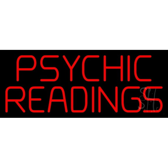 Red Psychic Readings LED Neon Sign 13" Tall x 32" Wide - inches Black Square Cut Acrylic Backing, with Dimmer - Bright and Premium built indoor LED Neon Sign for Storefront.