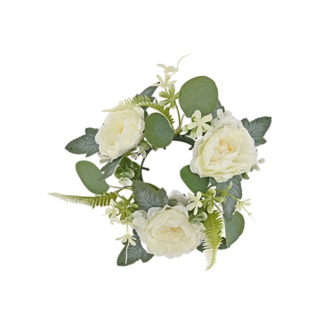 Anillos para velas, coronas, guirnaldas de velas, anillos para velas de flores de seda, candelabros, anillos, candelabros para festivales, sala de est Peonía