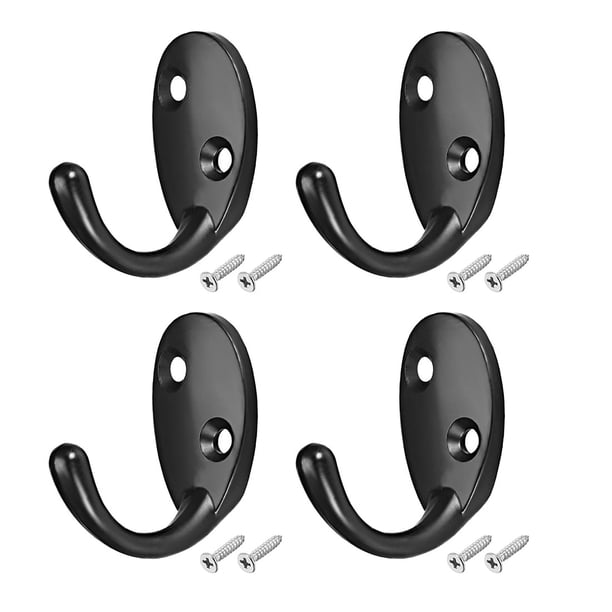 4Pcs Gancho montado en la pared, ganchos para abrigo, colgador individual, aleación de zinc, negro