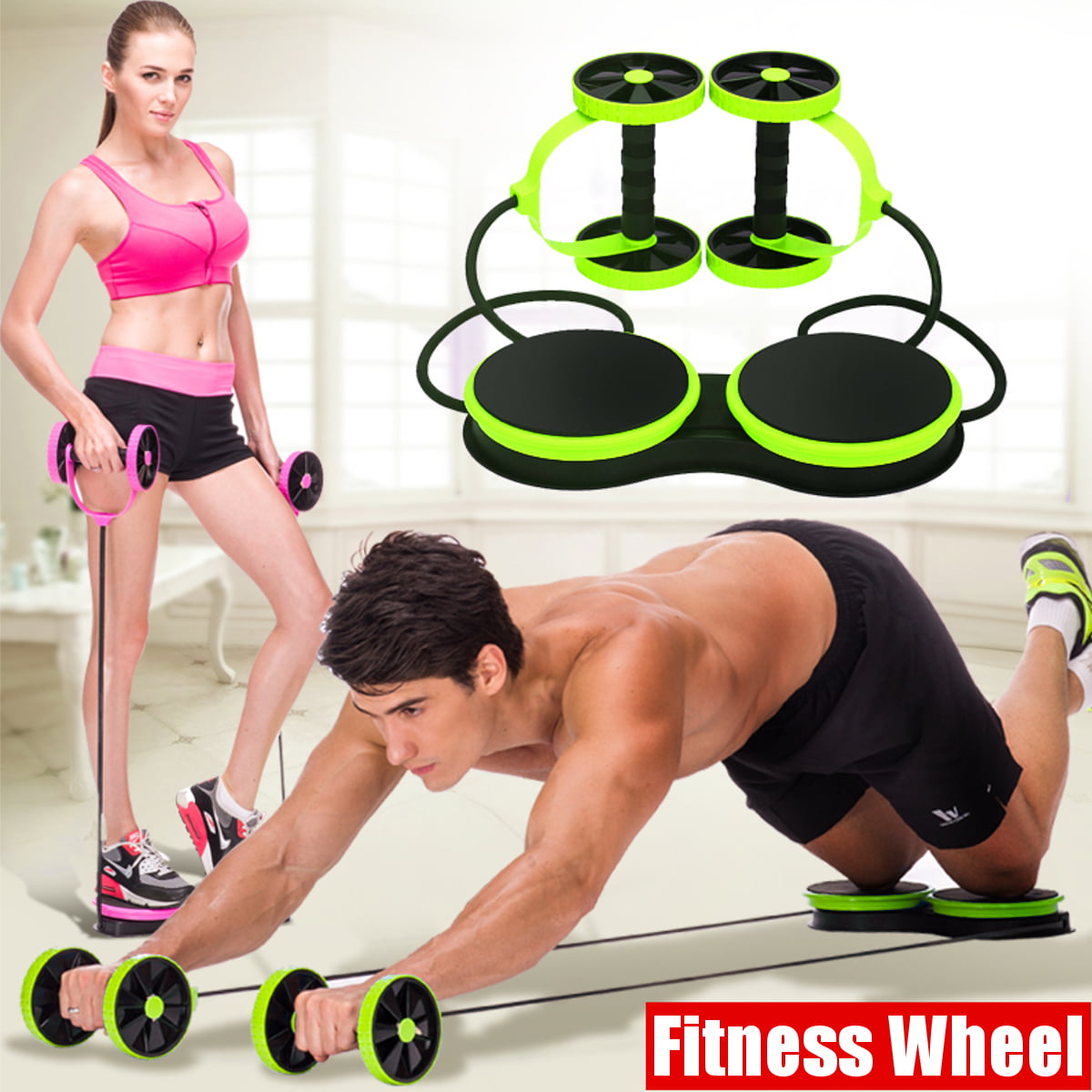Ab Roller Exercise Wheel Abdominal Dual Core Strength Training Workout Abs Gym