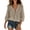 Coffee, variant on Womens Tops V Neck 3/4 Puff Sleeve Shirts Solid Color Drawstring Dressy Casual Blouses