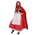 thumbnail image 2 of IBTOM CASTLE Women's Little Red Riding Hood Costume Halloween Christmas Party Dress up with Hooded Cloak Velvet Cape for Photo Prop L Red + Black, 2 of 8