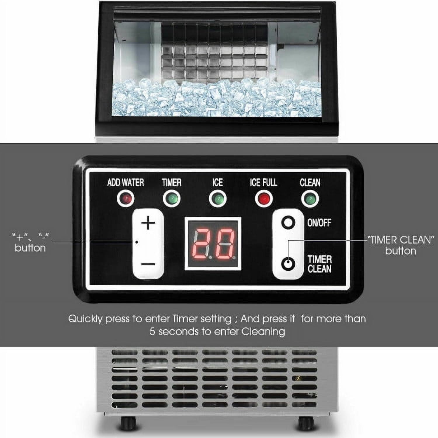 Canddidliike Portable Built-In Stainless Steel Commercial Ice Maker, Freestanding Ice Maker, Ideal Ice Maker for Home Office Bar Parties