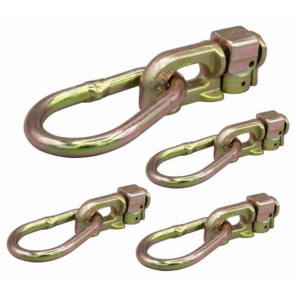 (4 Pack) Double Stud L Track Fitting w/Pear Link for L Track Rails - 5,000 lbs BS L Track Tie Down Accessories for Enclosed Truck, Trailer to Create Tie-Down Anchor Points