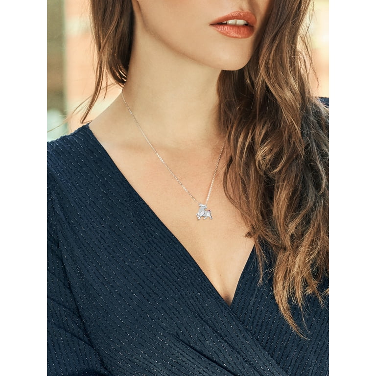 Gem Stone King 925 Sterling Silver Red Ruby Chinese Zodiac New Year Ox Pendant Necklace for Women By Keren Hanan with 18 inch Chain Walmart