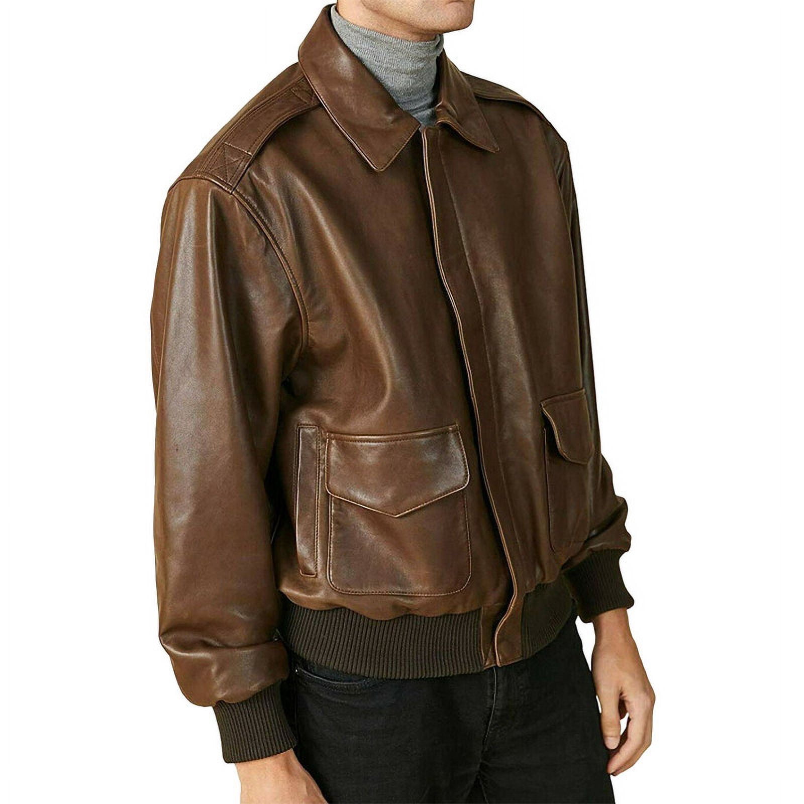 Men's Fashion Bomber Brown 100% Genuine Lambskin Leather Lightweight Soft Satin lining Jackets for Men - XS Size