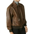 thumbnail image 2 of Men's Fashion Bomber Brown 100% Genuine Lambskin Leather Lightweight Soft Satin lining Jackets for Men - XS Size, 2 of 3