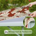 thumbnail image 6 of Square Tablecloth with Elastic Edges 34 * 34 Inch Pioneer Waterproof White Flowers on Red Table Cover Washable Indoor and Outdoor for Party Kitchen Dinner Banquet Patio Picnic, 6 of 6