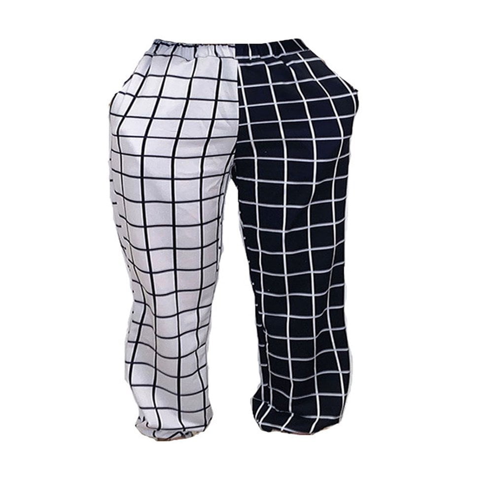 Pantalon femme a carreaux noir et blanc deals