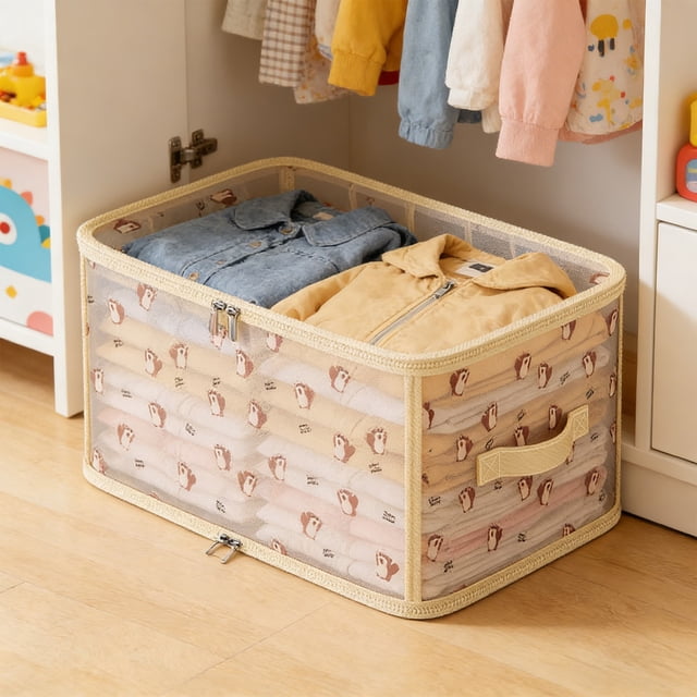 Caja de almacenamiento plegable de ropa con patrón Ardillas Gran Capacidad | Caja organizadora de telas para armario, jerséis, mantas, pantalones | Diseño apilable con tapa robusta, opciones de