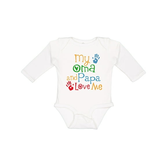 Inktastic My Oma and Papa Love Me Boys or Girls Long Sleeve Baby Bodysuit