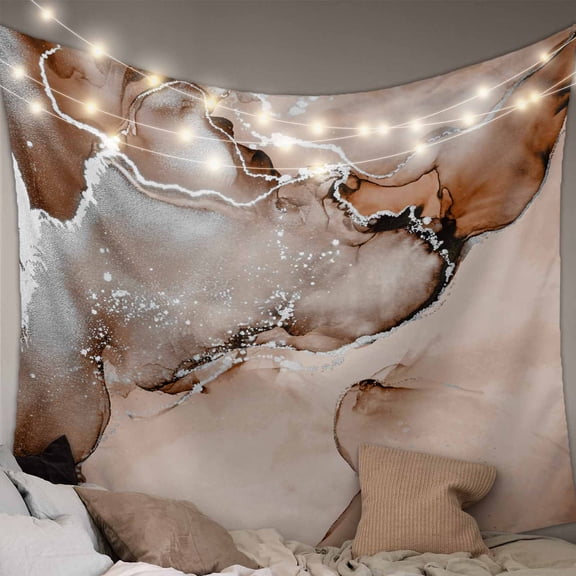 Marble Brown Large Tapestry for Bedroom Wall Hanging Tapestry, Modern Abstract Ink Painting Luxury Ceiling Backdrop Tapestries Poster Blanket Wall Decor for Teens Room Living Room Dorm 100" x 59"