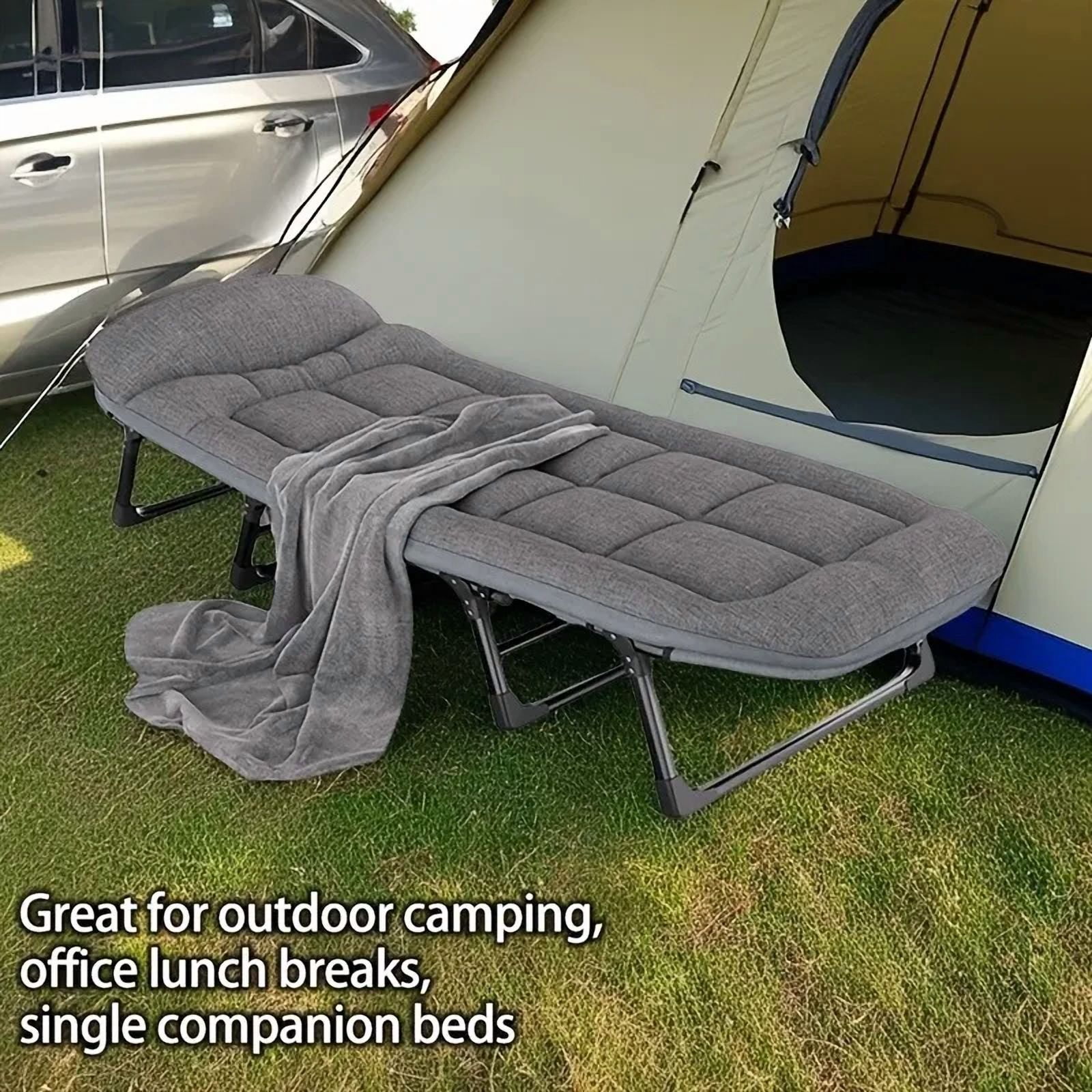 Portable Folding Patio Chaise Lounge Chair with Ergonomic Adjustable Backrest and Mattress