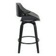 thumbnail image 3 of Armen Living Indoor Milan Adjustable Swivel Gray Faux Leather and Black Wood Bar Stool with Black Base, 3 of 6