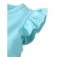 thumbnail image 3 of Girl Ruffles Fly Sleeve Dress Rainbow Mesh Yarn Stitching A-line Princess Dress, 3 of 6