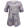 thumbnail image 4 of CEHVOM T-Shirt à Col en V Imprimé pour Femmes, Manches Courtes, Tee Décontracté, Hauts, Blouse, 4 of 6