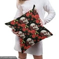 thumbnail image 5 of Ambesonne Skull Print Fabric by the Yard, Roses Scary Gothic Art, 1 Yard, Dark Pink Olive Green, 5 of 5