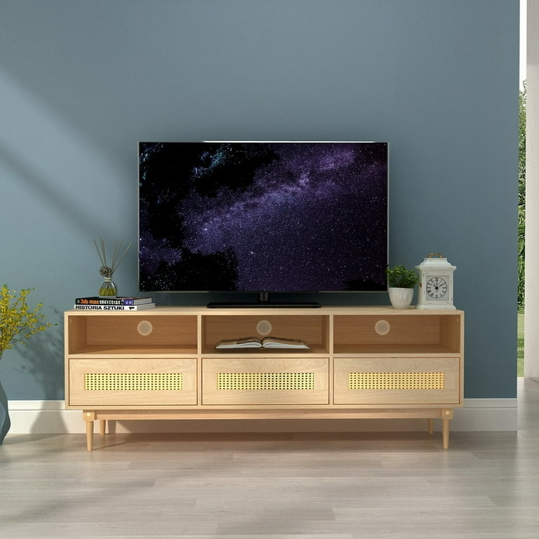 Homy Casa French Country Solid Wood Leg TV Stand with Drawers