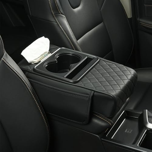 Multifunctional PU Leather Car Armrest Box Mat, 5-in-1 Organizer Features Storage Bag, Cup Holder, Tissue Box Slot, Phone Holder & Coin Case, Perfect for Car Console Organization