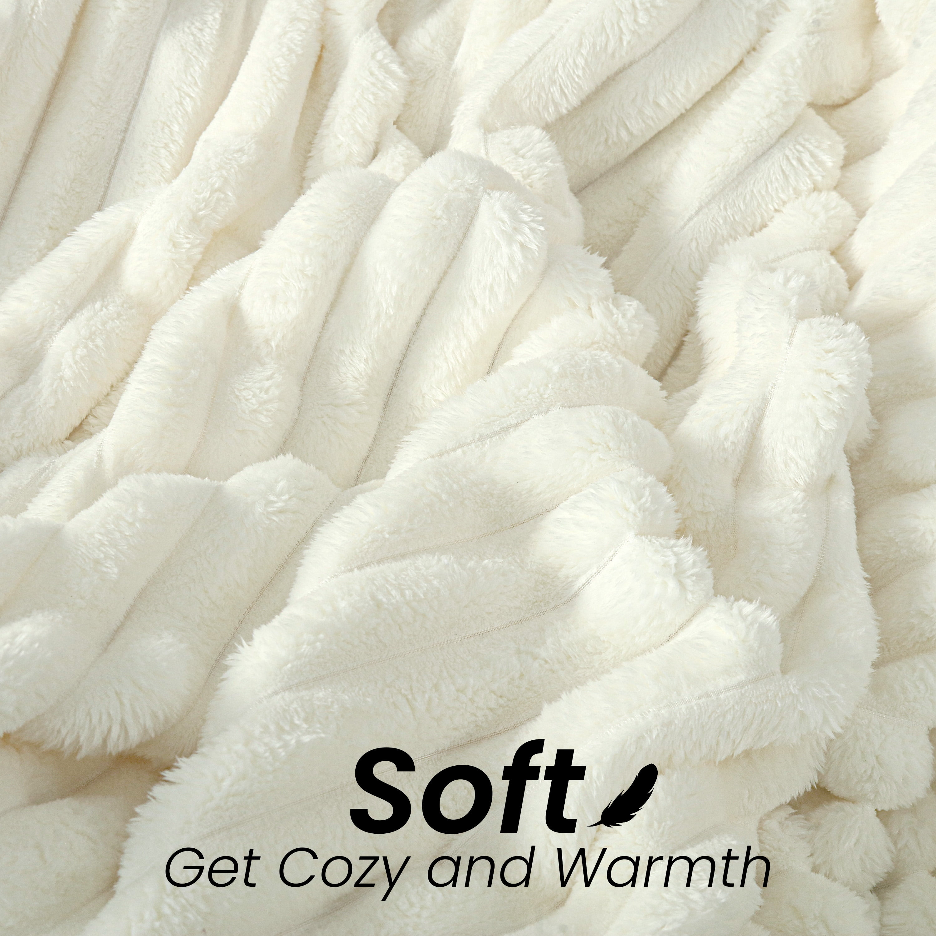 Oversized Queen Blanket for Bed (90”x100”), 400GSM Super Soft & Warm Fleece Throw Blankets for Bed, Couch, Sofa - 3D Ribbed Fluffy Lightweight Blanket All Season&nbsp;Use