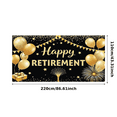 thumbnail image 3 of Golden Balloons Happy Retirement Banner Glitter Fireworks Black Background Celebration Decor for Retirement Party Indoor Event Decoration, 3 of 7