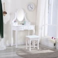 thumbnail image 2 of Veryke Vanity Table Set, Makeup Desk with Oval Mirror and Dressing Stool - White, 2 of 7