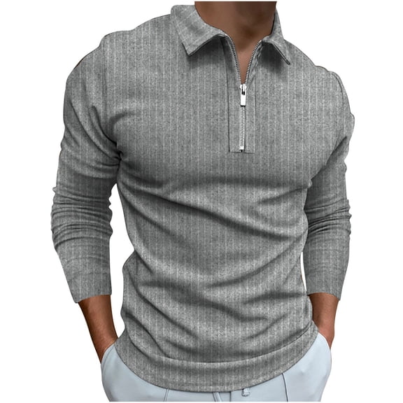 Gift for Him Oalirro Long Sleeve Tee Shirts for Men Men's Shirts Turn-Down Collar Zip Up Pullover Tops Color Matching Casual Slim Fit Basic