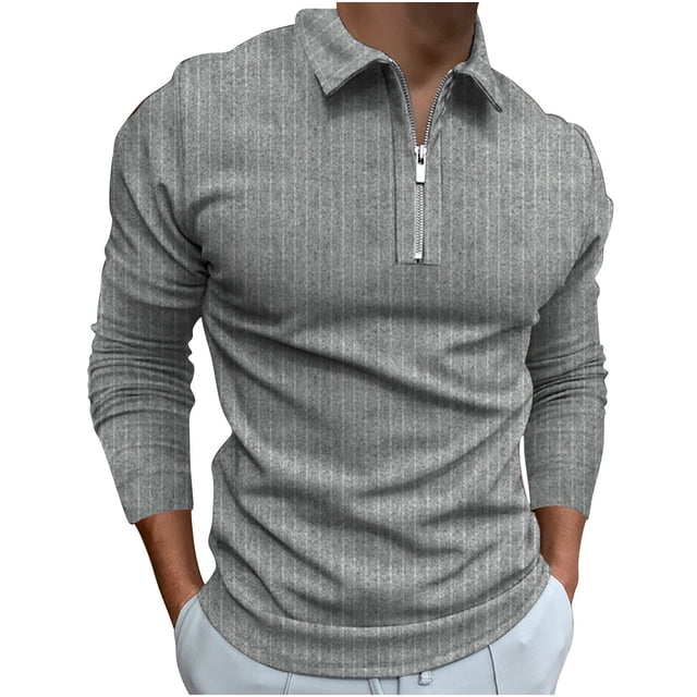 Camisas de Hombre Con Cuello Vuelto Y Cierre de Cremallera, Tops A Juego de Colores, Informales, Ajustados, Básicos Odeerbi ODB-6