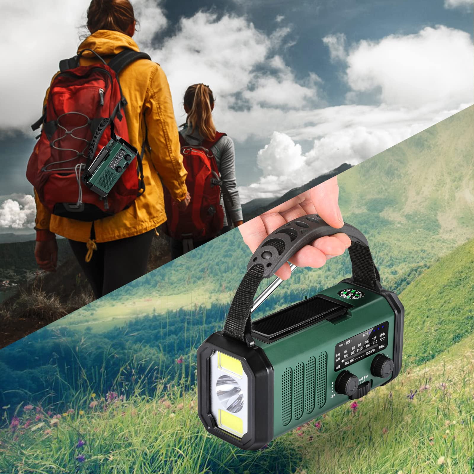 Hand Crank Emergency Radio  Noaa Weather With Am/fm Solar 10000mah Rechargeable Usb-c Flashlight Sos Alarm For Storm Hurricanes Outdoor Emergencies