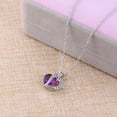 thumbnail image 3 of HEVIRGO Pendant Necklace Cubic Zirconia Inlaid Jewelry Gift Heart Shape Women Fashion Pendant Necklace for Daily Life(Purple), 3 of 10