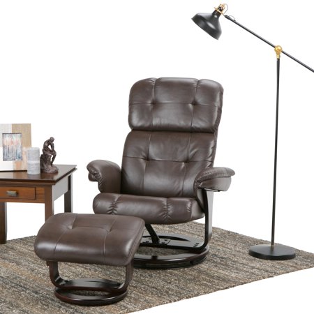 Brown Contemporary Recliner WyndenHall Westville 33 inch Wide Contemporary Euro Recliner in Brown Faux Air Leather ()