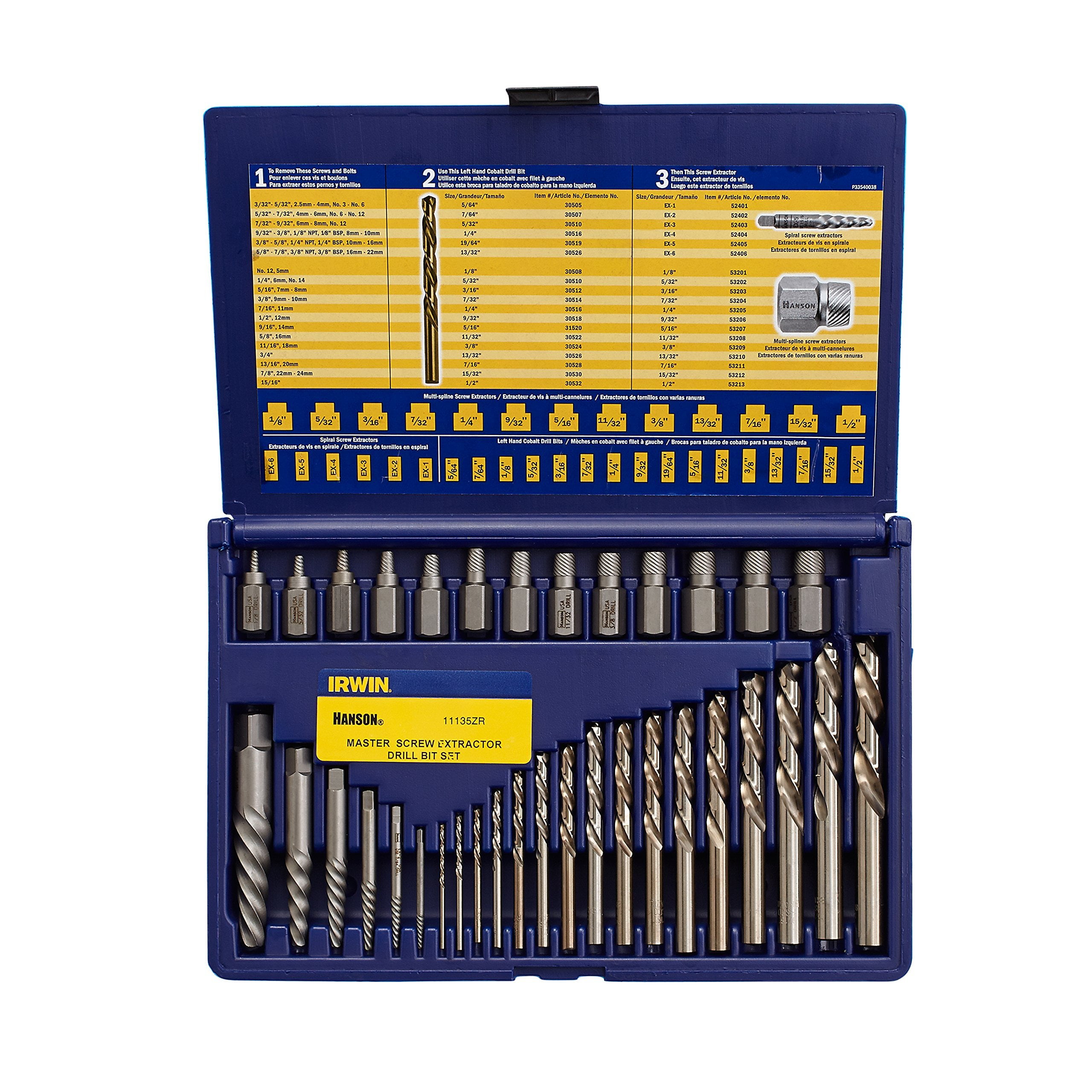 35-Piece Screw Extractor/drill Bit Set; Sae