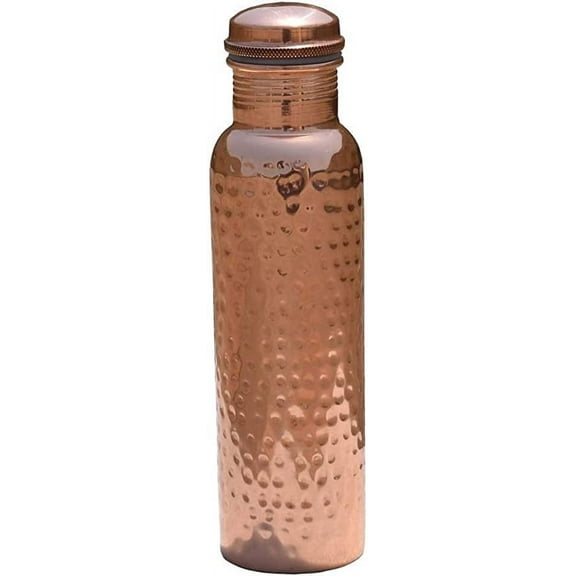 GoodsHealthShop Pure Copper Hammered Bottle Hold Water (32 Ounce) Copper Bottle With No Joint Leak Proof Copper Water Bottle For Ayurvedic Health Benefits