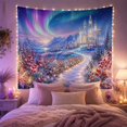thumbnail image 2 of Aurora Night Sky Over Wintry Fantasy Scene, Mystical Fantasy Style for Space Lovers, Aurora Wall Decor Housewarming Gift, Tapestry Wall Hanging for Bedroom and Dorm, 2 of 7