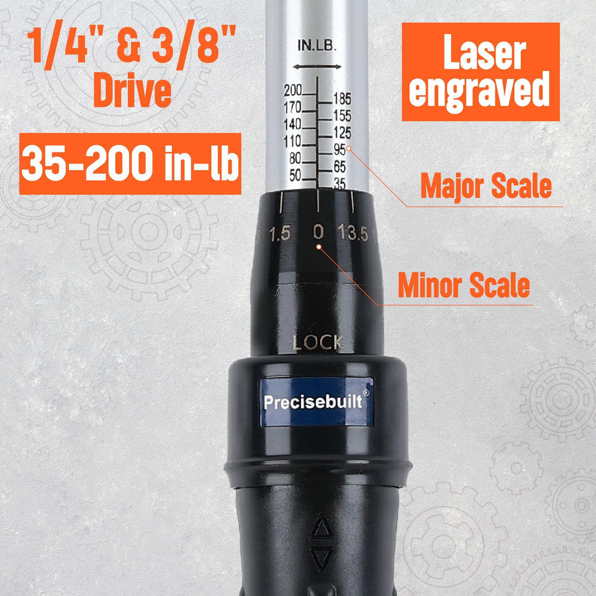 Precisebuilt 1/4" x 3/8" Dual-Drive 35-200 in-lb Click Tech Torque Wrench