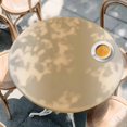 thumbnail image 3 of Round Table Cover 45-54 Inch Ombre Khaki Brown Waterproof Reusable Table Cloth Round Fitted Vinyl Tablecloth with Elastic Edged for Parties Outdoors, Solid Color Gradient Minimalist Modern, 3 of 6