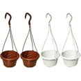 thumbnail image 1 of 4 Pieces Flower Plant Pots Chain Basket Planter Holder Round Hanging Fence Railing Wall Planter Plant Containers - Snngv, 1 of 5