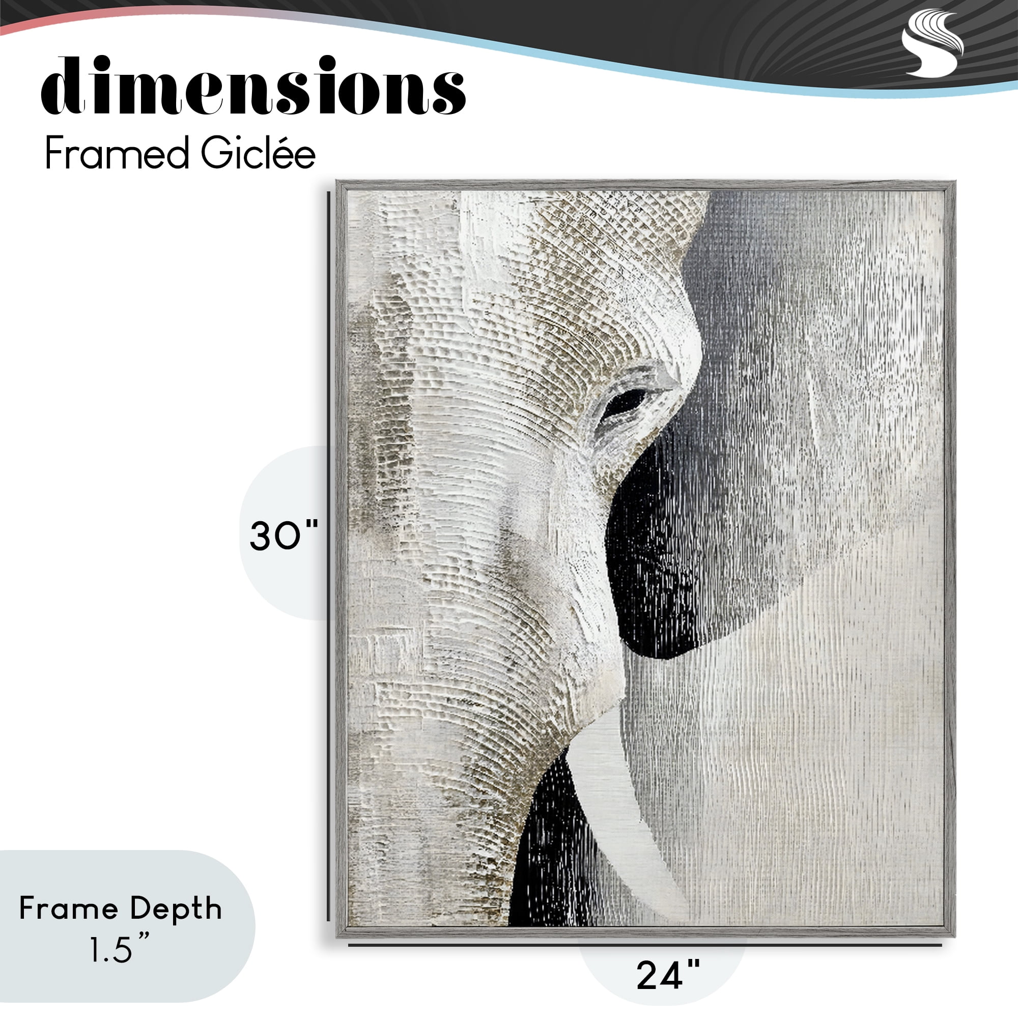 Stupell Industries Faux Textured Elephant Gray Framed Giclee Art, design by LSR Design Studio