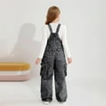 thumbnail image 5 of Fesfesfes Girls Fashion Adjustable Straps Wide Leg Denim Overalls and Metal Buttons Cute Casual Jumpsuit for Teen Youth Kids(Black#1,6-7 Years), 5 of 8