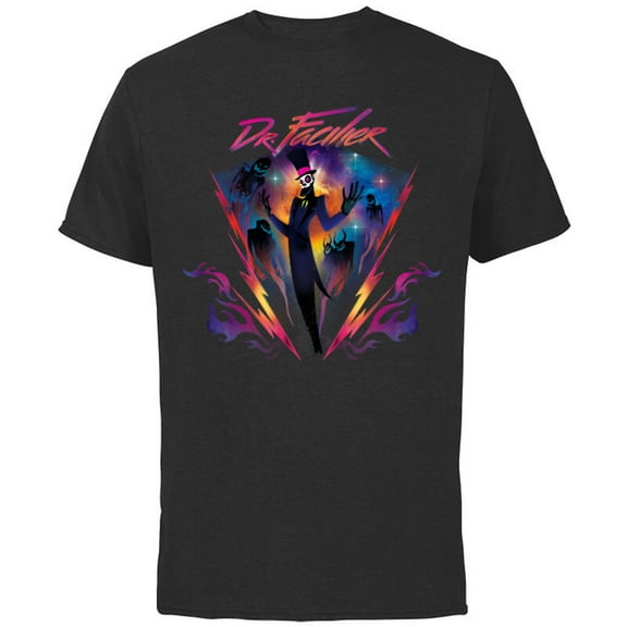 Disney Villains Dr. Facilier 90s Rock Band Neon T-Shirt - Short Sleeve Cotton T-Shirt for Adults - Customized-Black